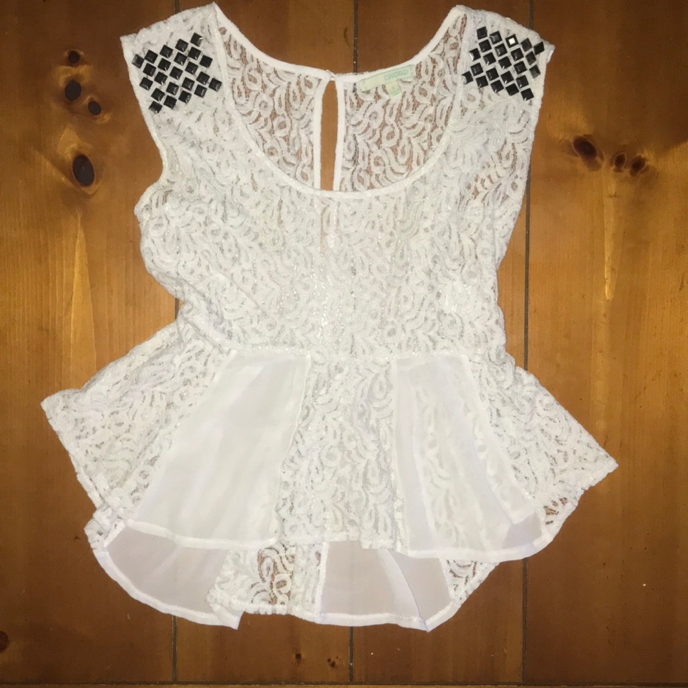 Dillard’s - Lace shirt with chrome rhinestones